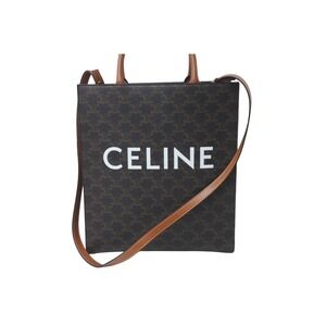 Celine Bag Triomphe Cabas Tote Vertical Brown Canvas